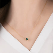 Classic 6 Prong 0.94ct Blue Green Sapphire Necklace