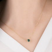 Classic 6 Prong 0.94ct Blue Green Sapphire Necklace
