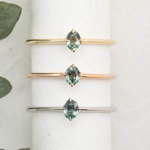 Alice Ring, 0.20ct Unheated Sapphire in 14k yellow gold, rose gold and white gold