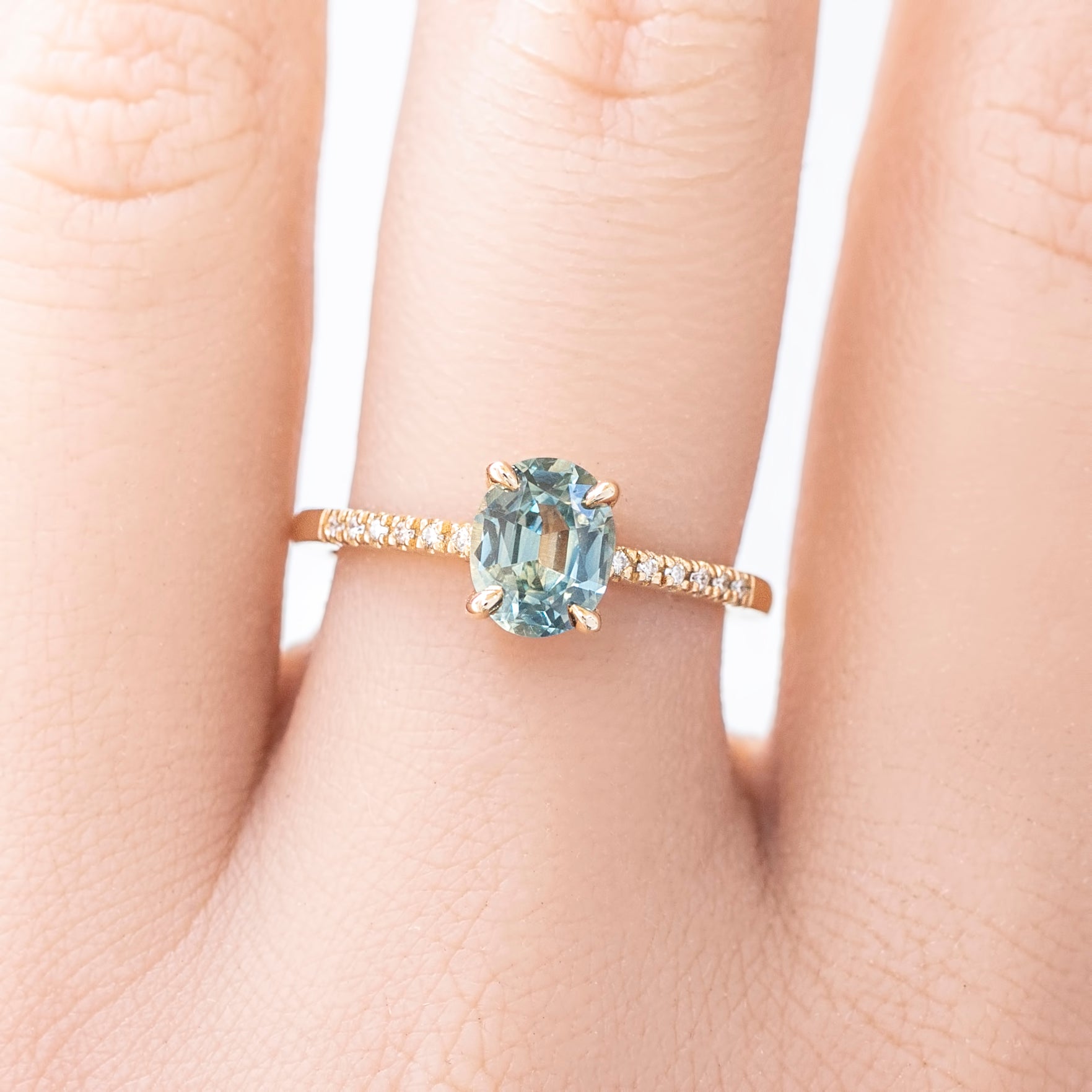 Audrey Ring, 1.20ct Montana Sapphire, oval shape gemstone