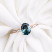 Maria Ring with 1.8ct Namibian green tourmaline and white diamonds, handmade in 14k rose gold, one of a kind by Envero Jewelry.