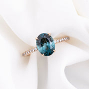 Maria Ring with 1.8ct Namibian green tourmaline and white diamonds, handmade in 14k rose gold, one of a kind ring
