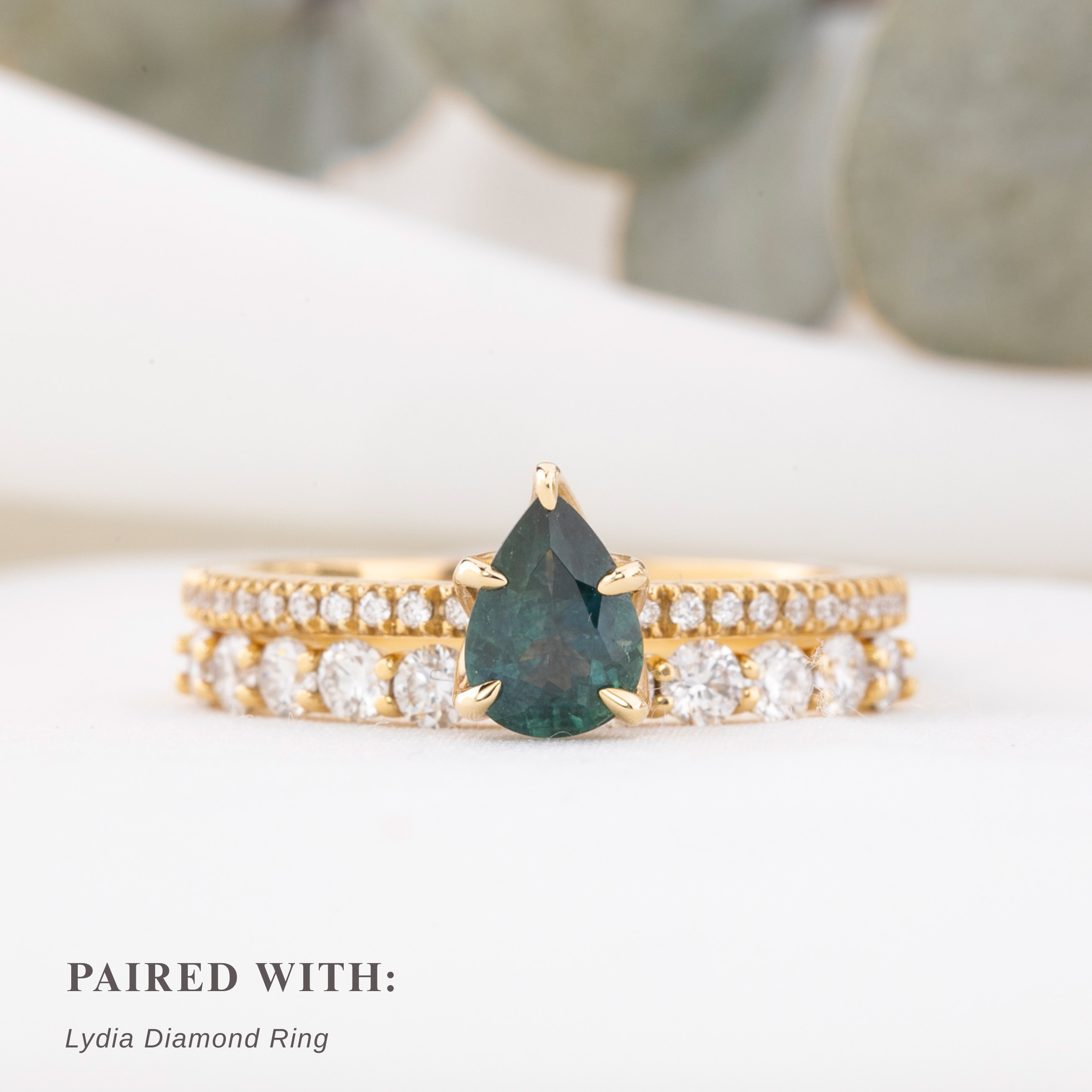 Maria Ring, 0.80ct Blue Green Montana Sapphire