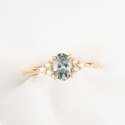 Teresa Ring, 0.85ct Light Blue Green Montana Sapphire