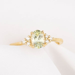 Teresa Ring, 0.97ct Light Green Montana Sapphire