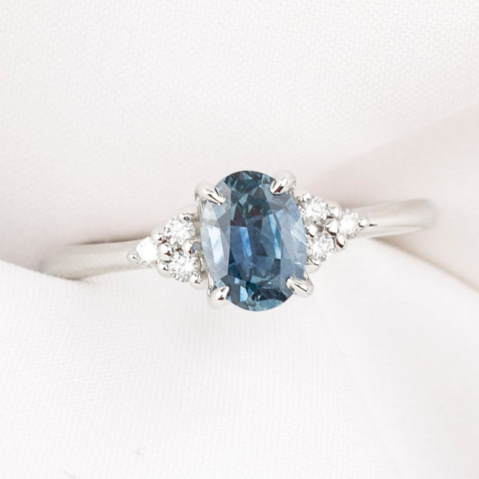 Teresa Ring, 1.20ct Teal Blue Montana Sapphire, oval shape gemstone