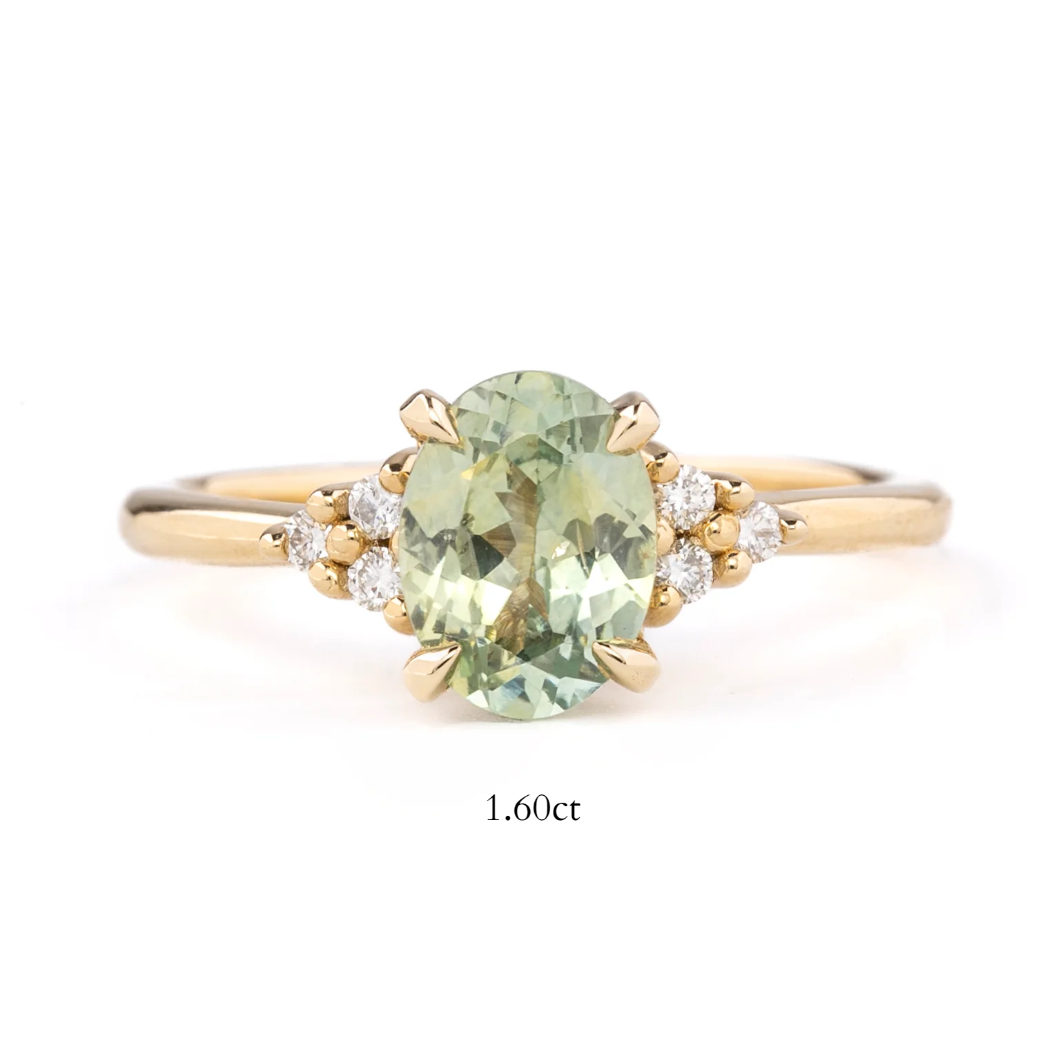 【一点物】テレサリング ・1.60ct・加熱モンタナ産ライトグリーンサファイア・K14YG