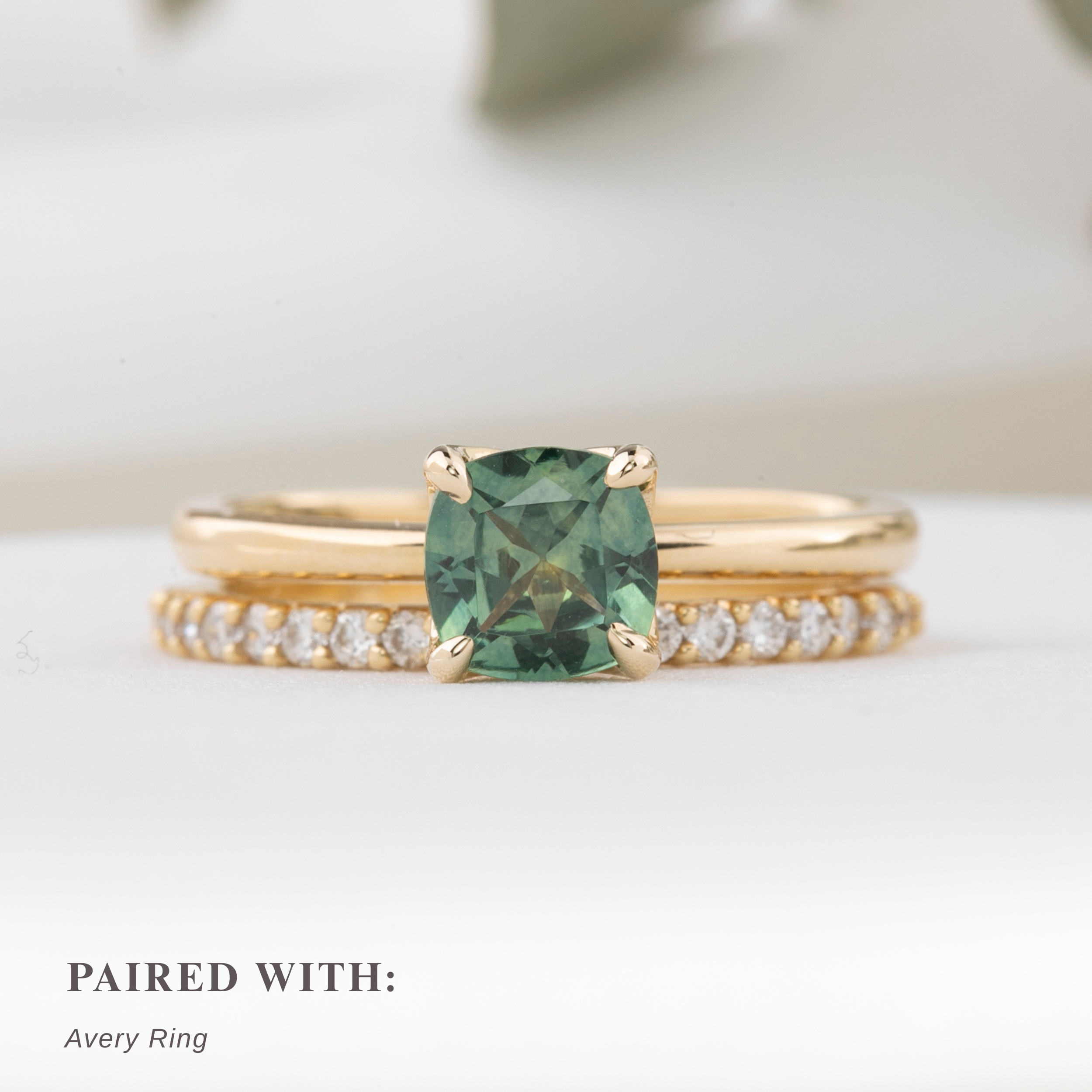 Sara Ring, 1.13ct Green Yellow Montana Sapphire