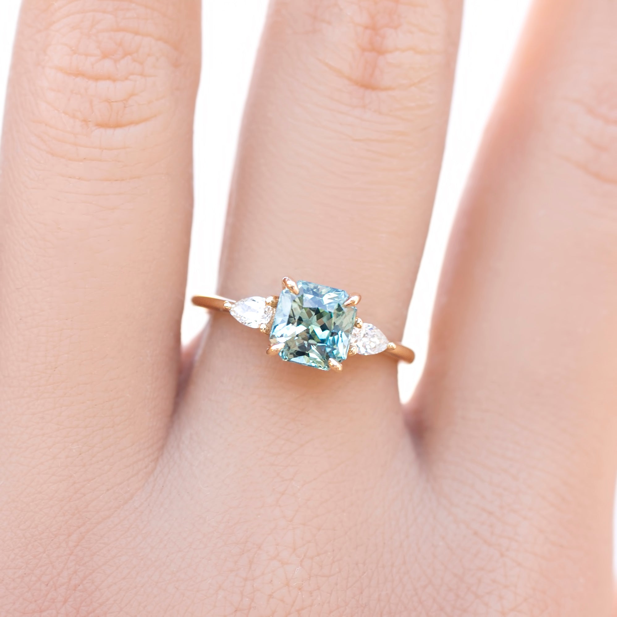 Olivia Ring, 1.79ct Light Green Srilanka Sapphire