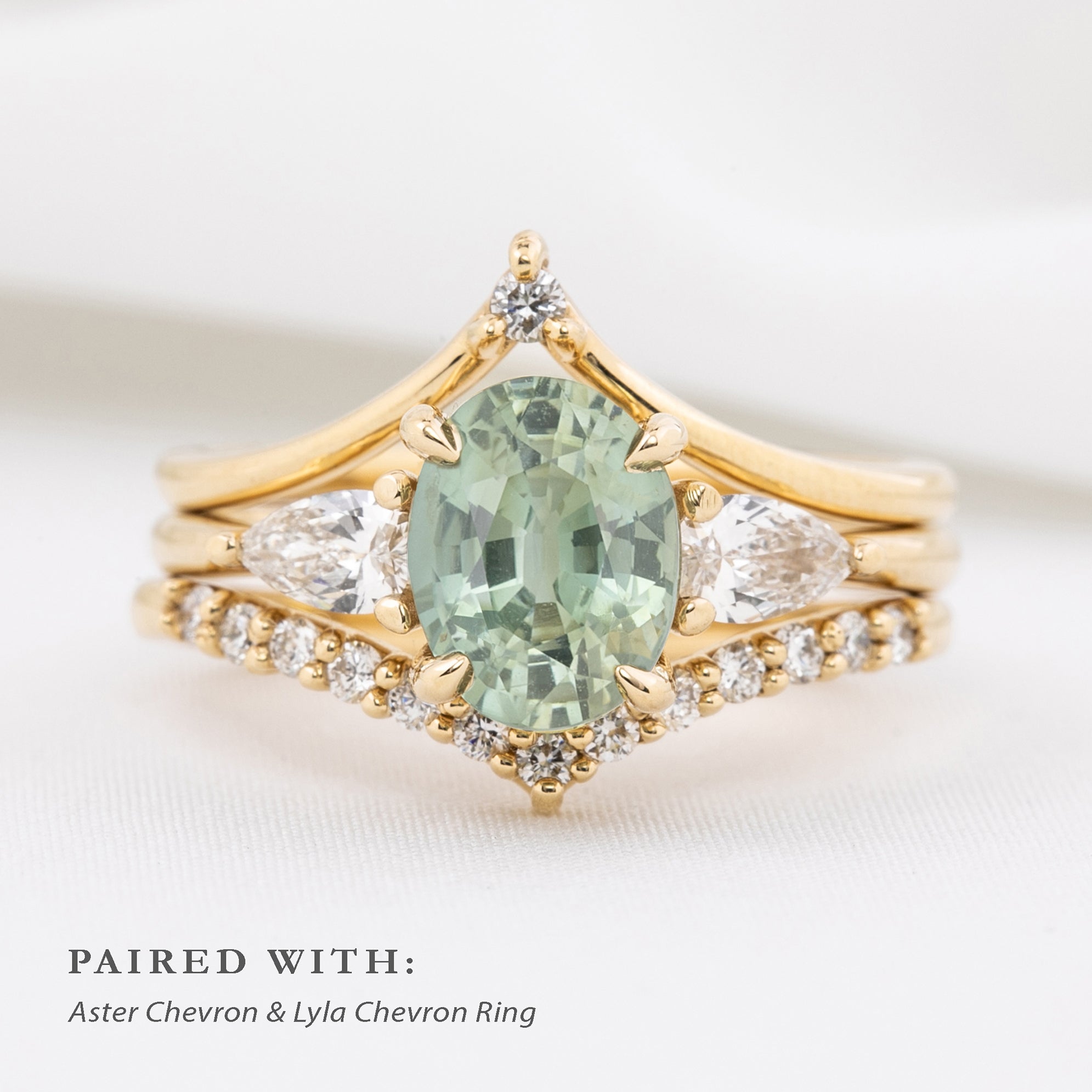 Olivia Grand Ring, 2.29ct Light Blue Green Madagascar Sapphire