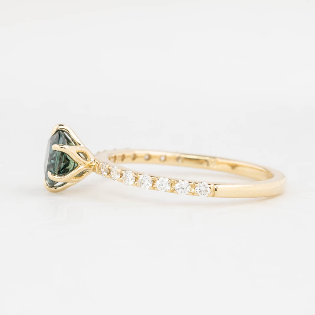 Maria Luxe Ring, 0.92ct Teal Blue Queensland Sapphire