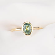 Riley Ring, 1.20ct Light Blue Green Montana Sapphire