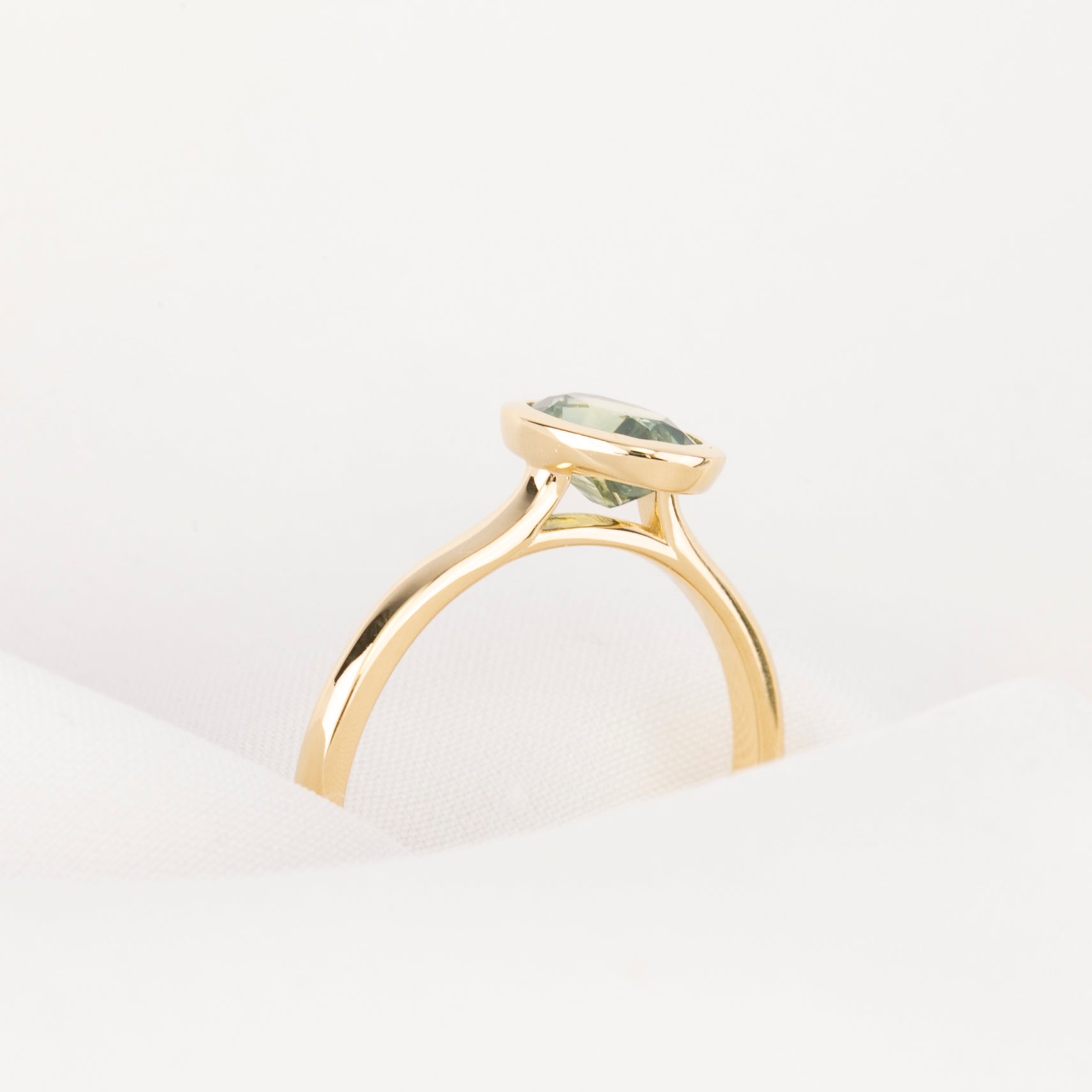 Riley Ring, 1.20ct Light Blue Green Montana Sapphire
