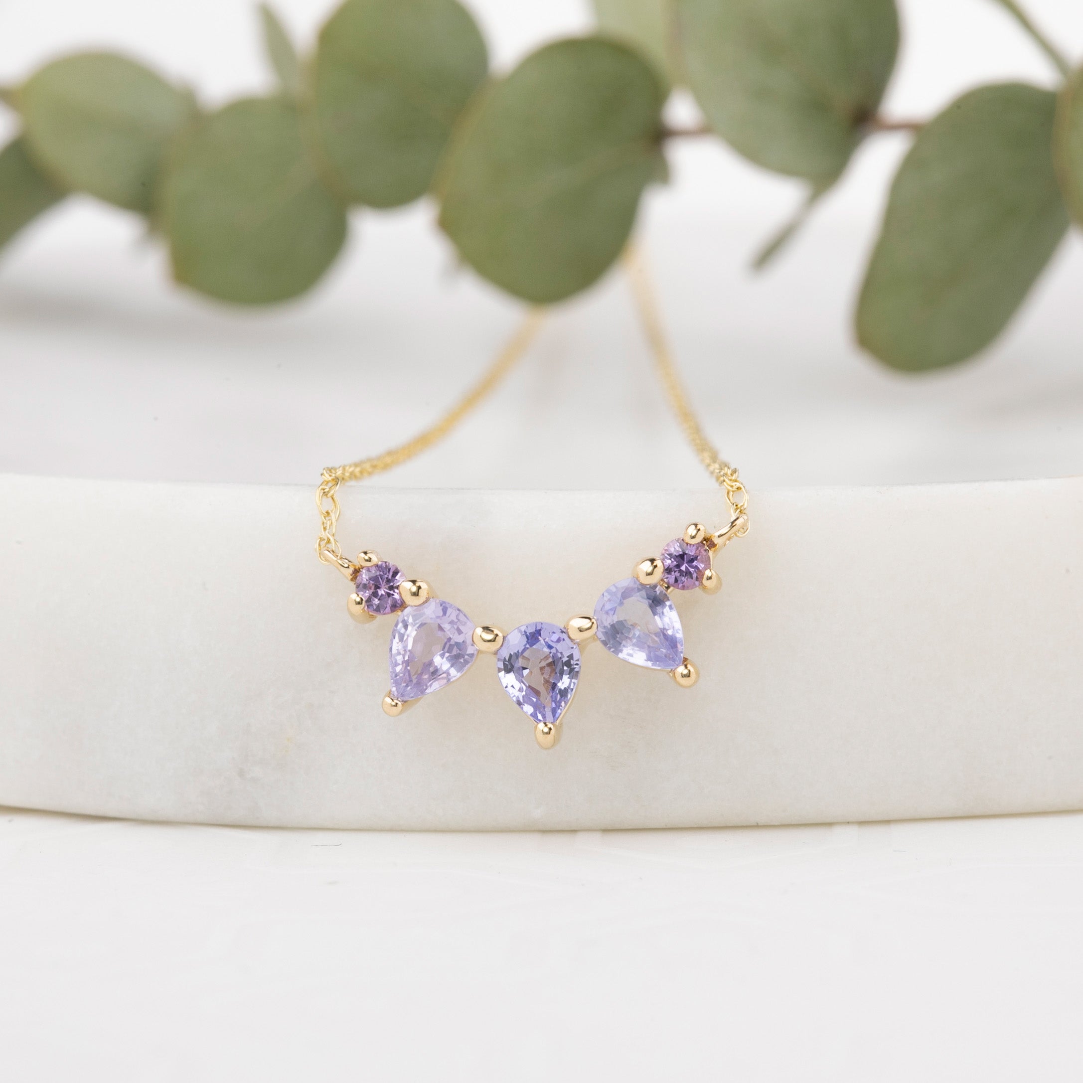 Gloria Necklace, Lavender Purple Pink Sapphire