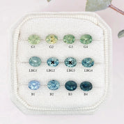 5x4 0.45ct sapphires in shades of blue, green, teal