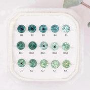 Various 0.40-0.50ct 4.5mm Montana sapphires in blue, green, blue green