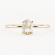 Nina Ring with 0.48ct oval rose cut diamond in recycled 14k yellow gold, handmade and ethically sourced, one of a kind.