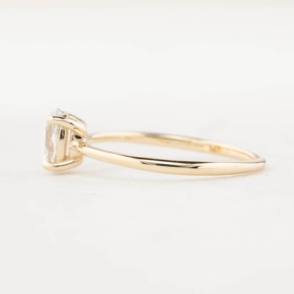 Nina Ring 0.48ct oval rose cut diamond in recycled 14k yellow gold, one of a kind, ethically sourced, handmade design.