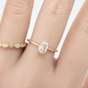 Nina Ring with 0.48ct oval rose-cut diamond in recycled 14k yellow gold, handmade and ethically sourced design