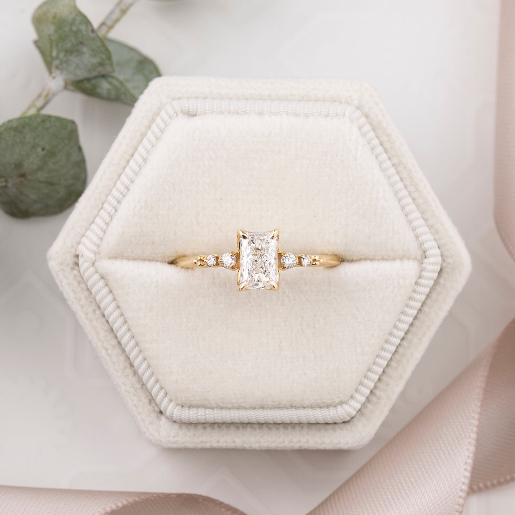 Estel Fleur Ring, 0.70ct Radiant Diamond | GIA Certified