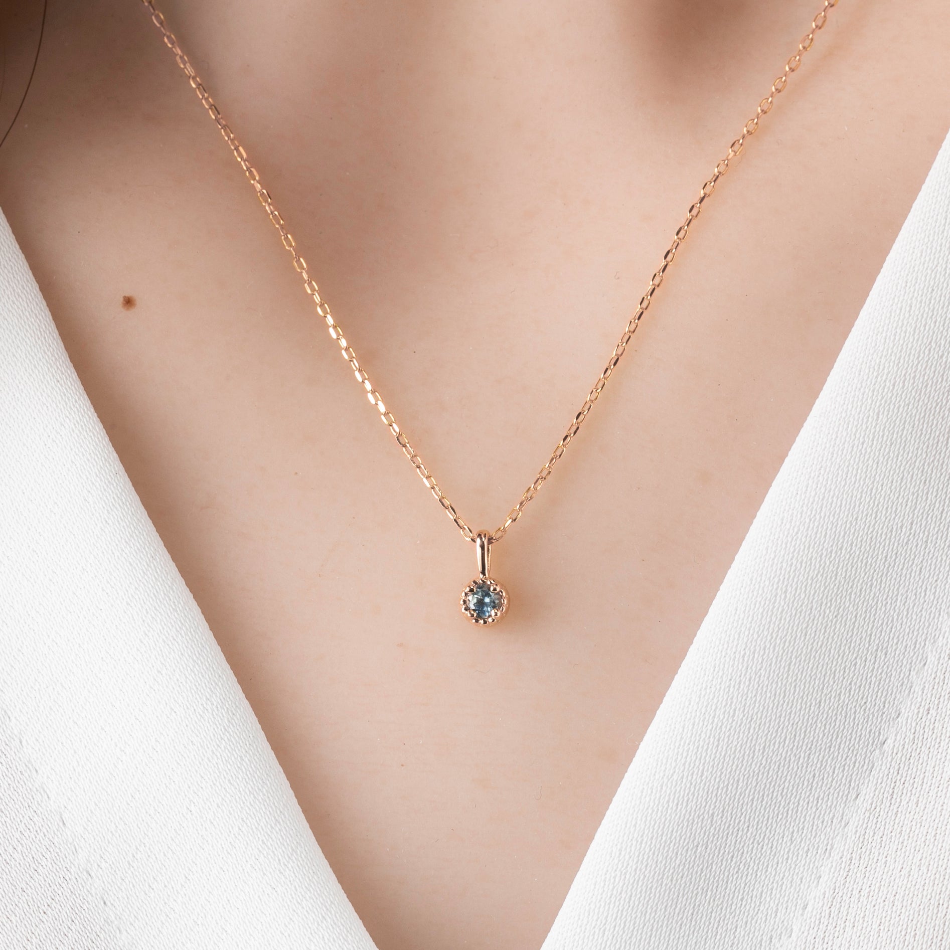 Dahlia Necklace, 0.15ct Montana Sapphire (Charm option)