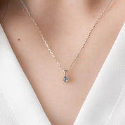 Dahlia Necklace, 0.15ct Montana Sapphire (Charm option)
