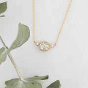 Dahlia Three Stone Necklace, 0.44ct Rose Cut Diamond