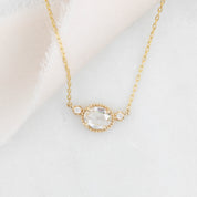 Dahlia Three Stone Necklace, 0.44ct Rose Cut Diamond