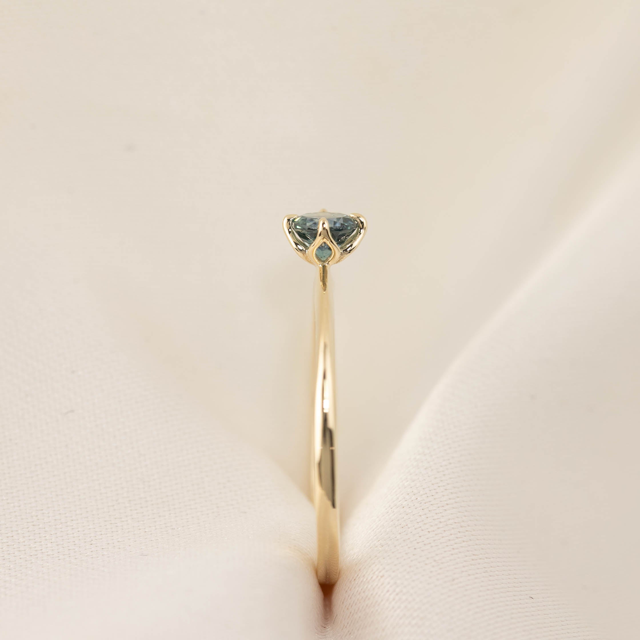 Alice Ring, 0.30ct Blue Green Montana Sapphire