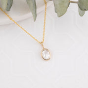 Bezel Set Charm Necklace, Smooth finish, Rose-Cut Diamond (Charm option)