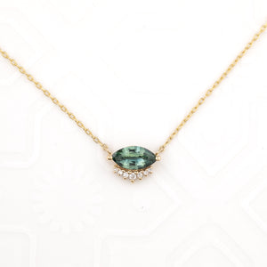 Eden Necklae, 0.67ct Blue Green Sri Lanka Sapphire