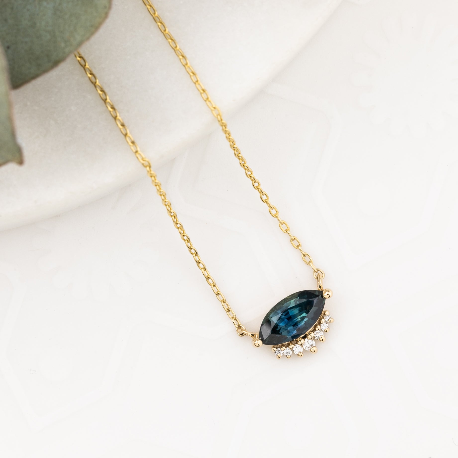 Eden Necklace, 0.70ct Deep Teal Blue Sri Lanka Sapphire