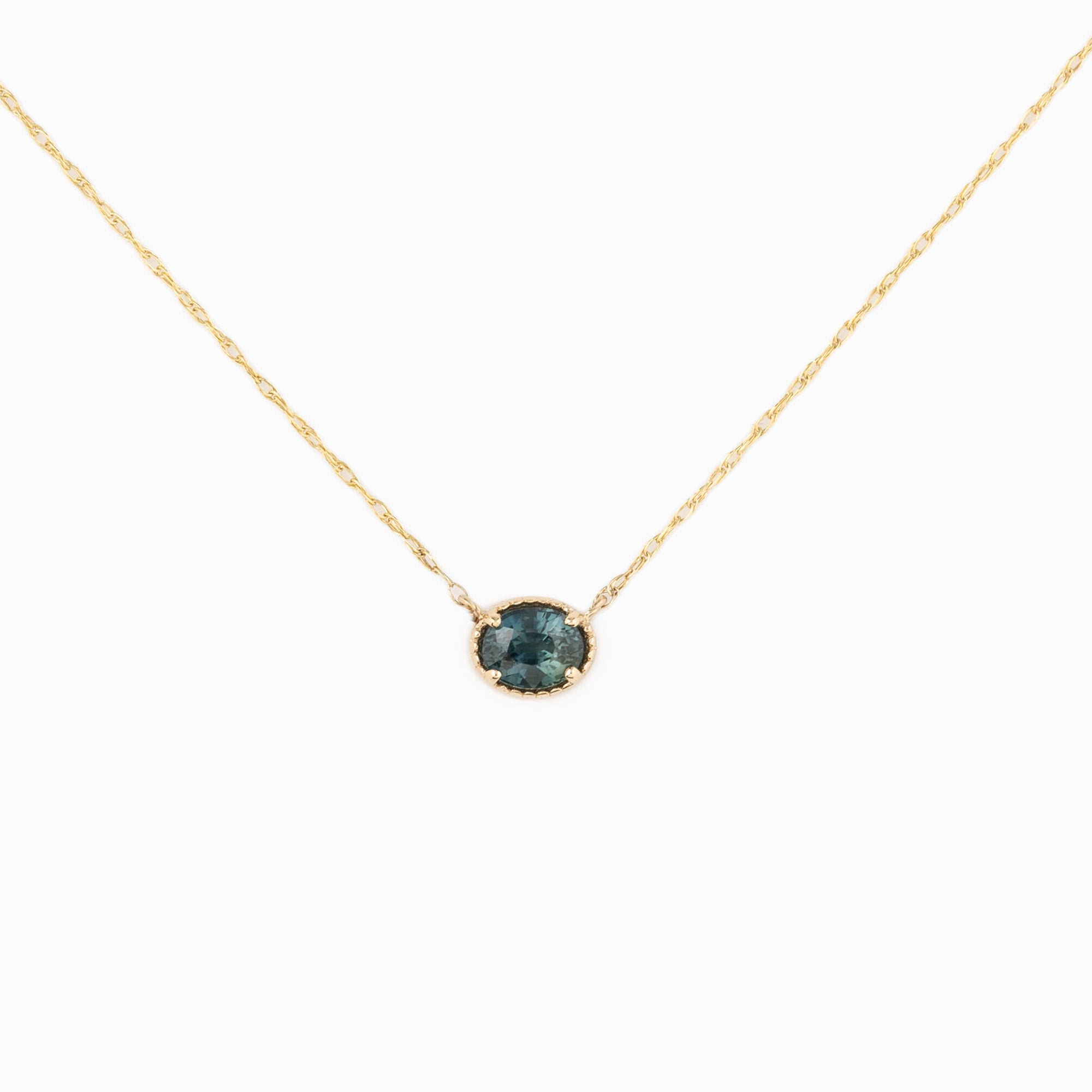 Dahlia Sapphire Solitaire Necklace