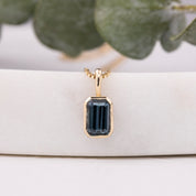Patia Necklace, Emerald-Cut Montana Sapphire (Charm Option)