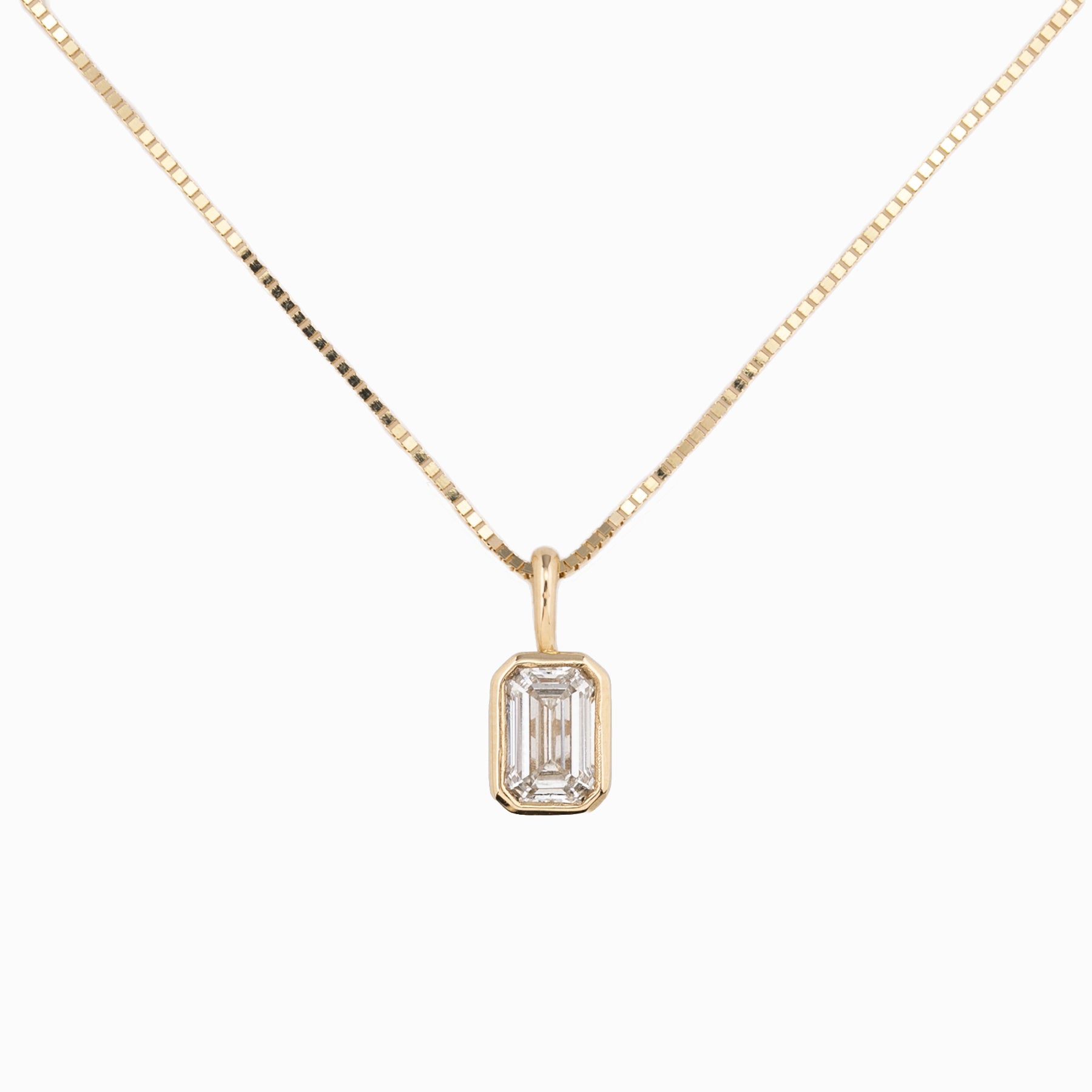 Patia Necklace, GIA certified Emerald-Cut Diamond (Charm Option)