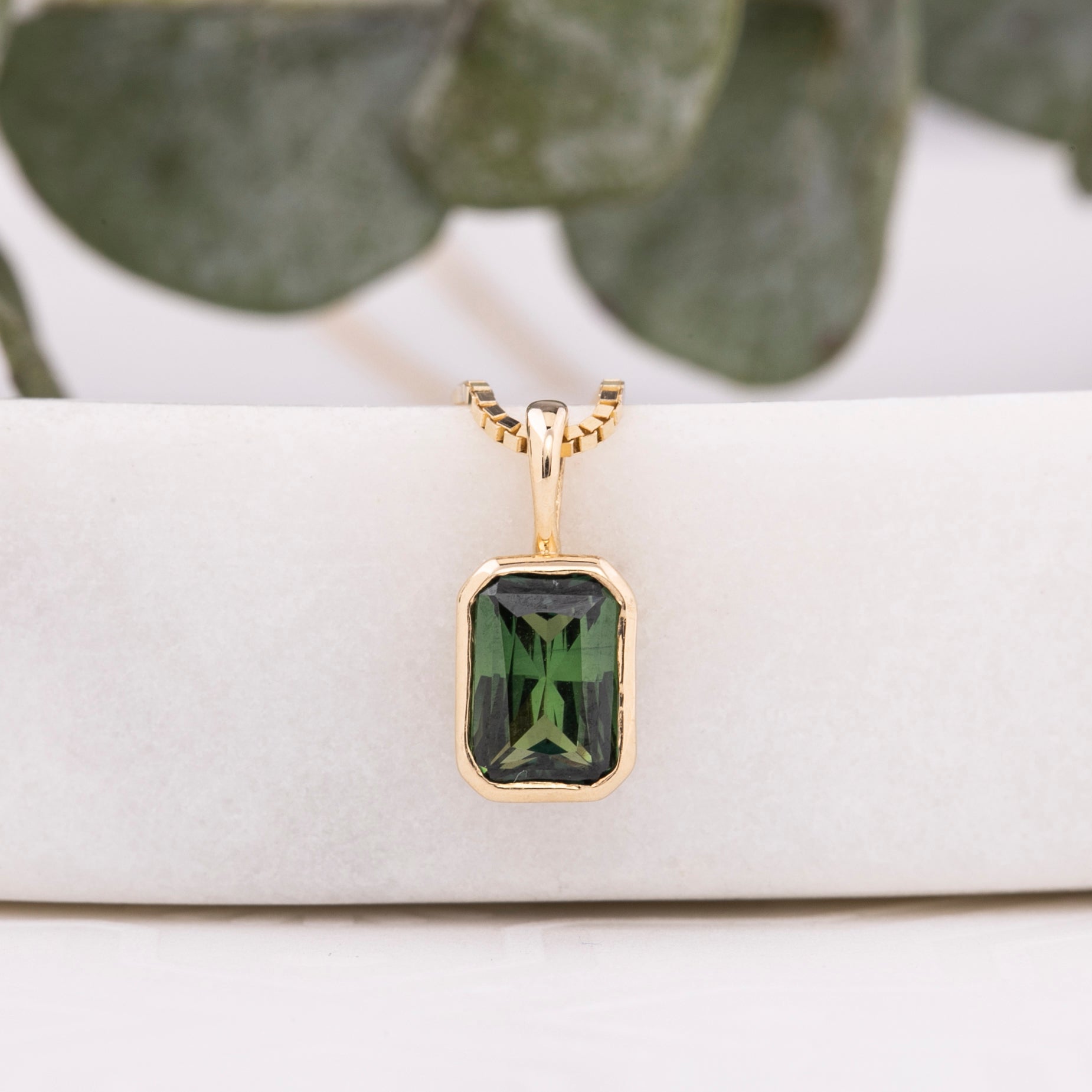 Patia Necklace, Emerald-Cut Queensland Sapphire (Charm Option)