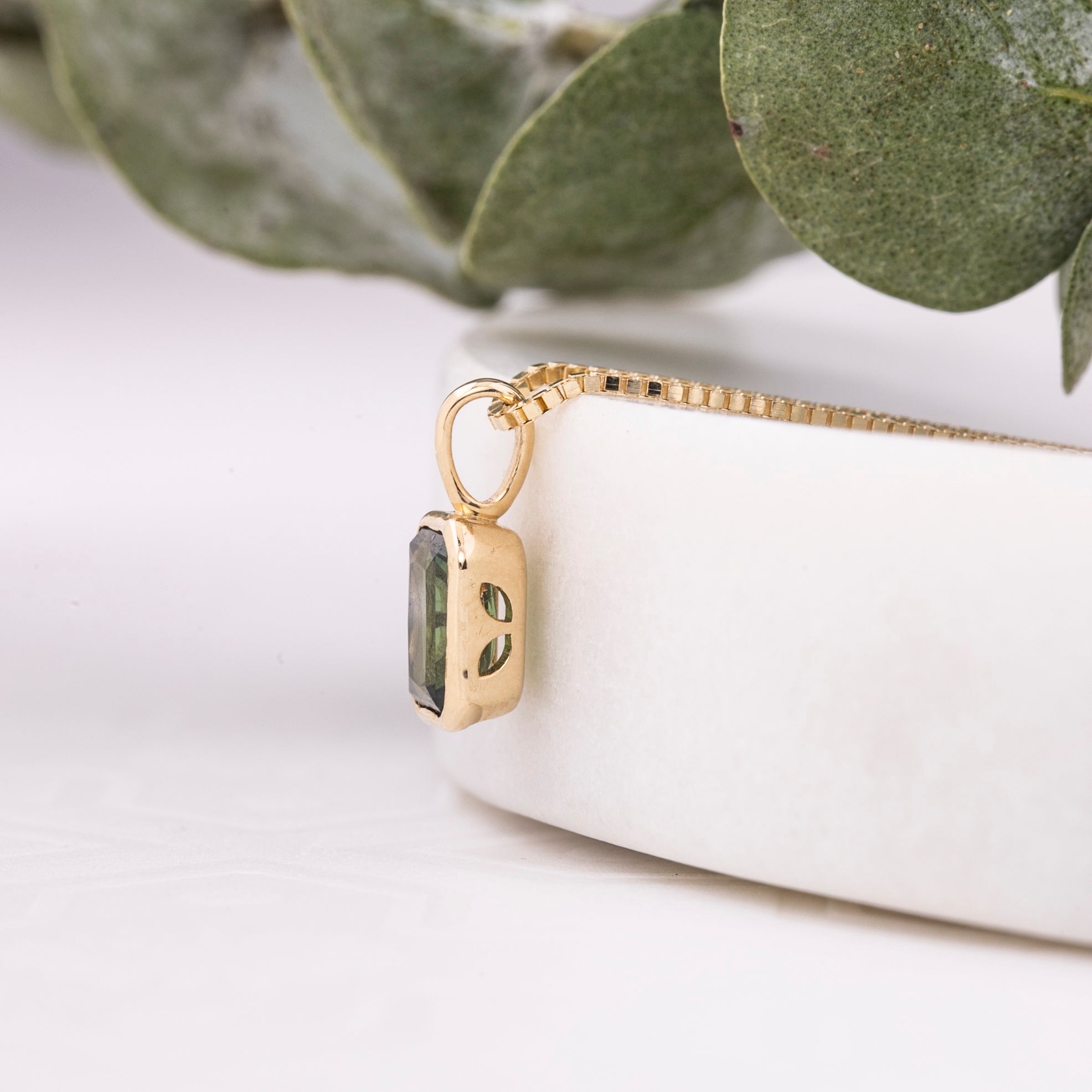 Patia Necklace, Emerald-Cut Queensland Sapphire (Charm Option)