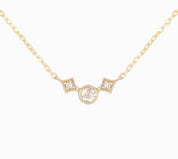 Moon & Star Rose Cut Diamond Necklace
