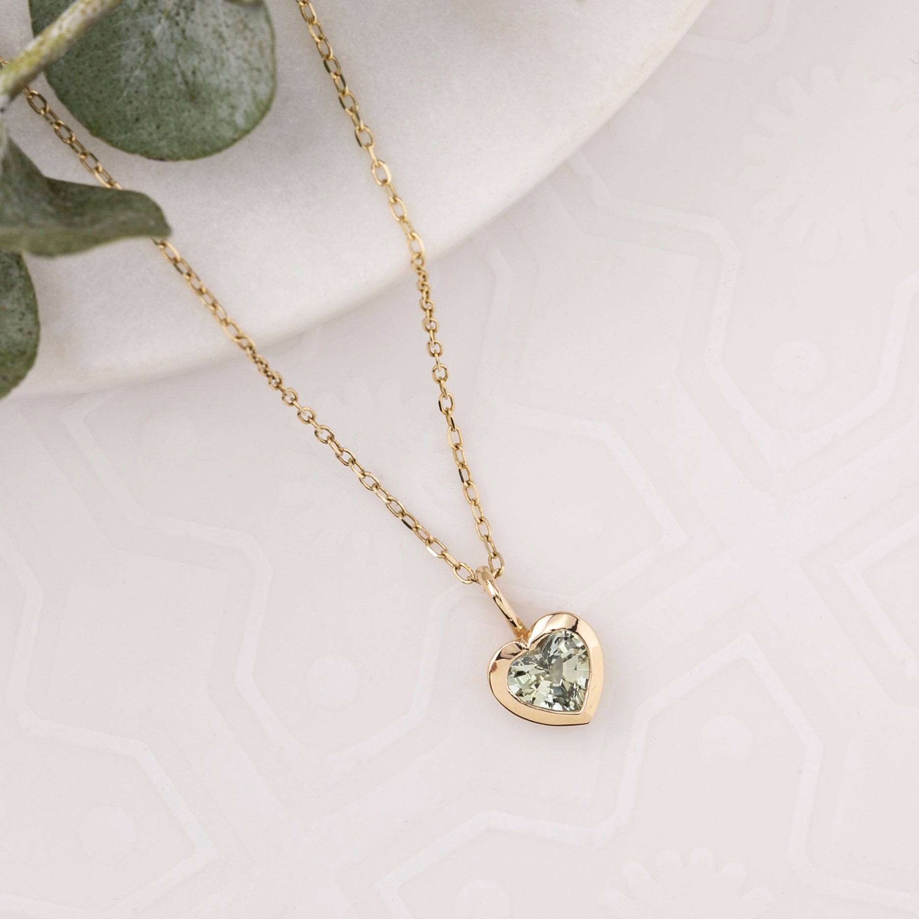 Heart Charm Necklace, Blue Green Sapphire