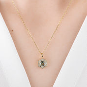 Lila Necklace, Light Green Montana Sapphire (Charm Option)