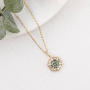Lila Necklace, Light Green Montana Sapphire (Charm Option)