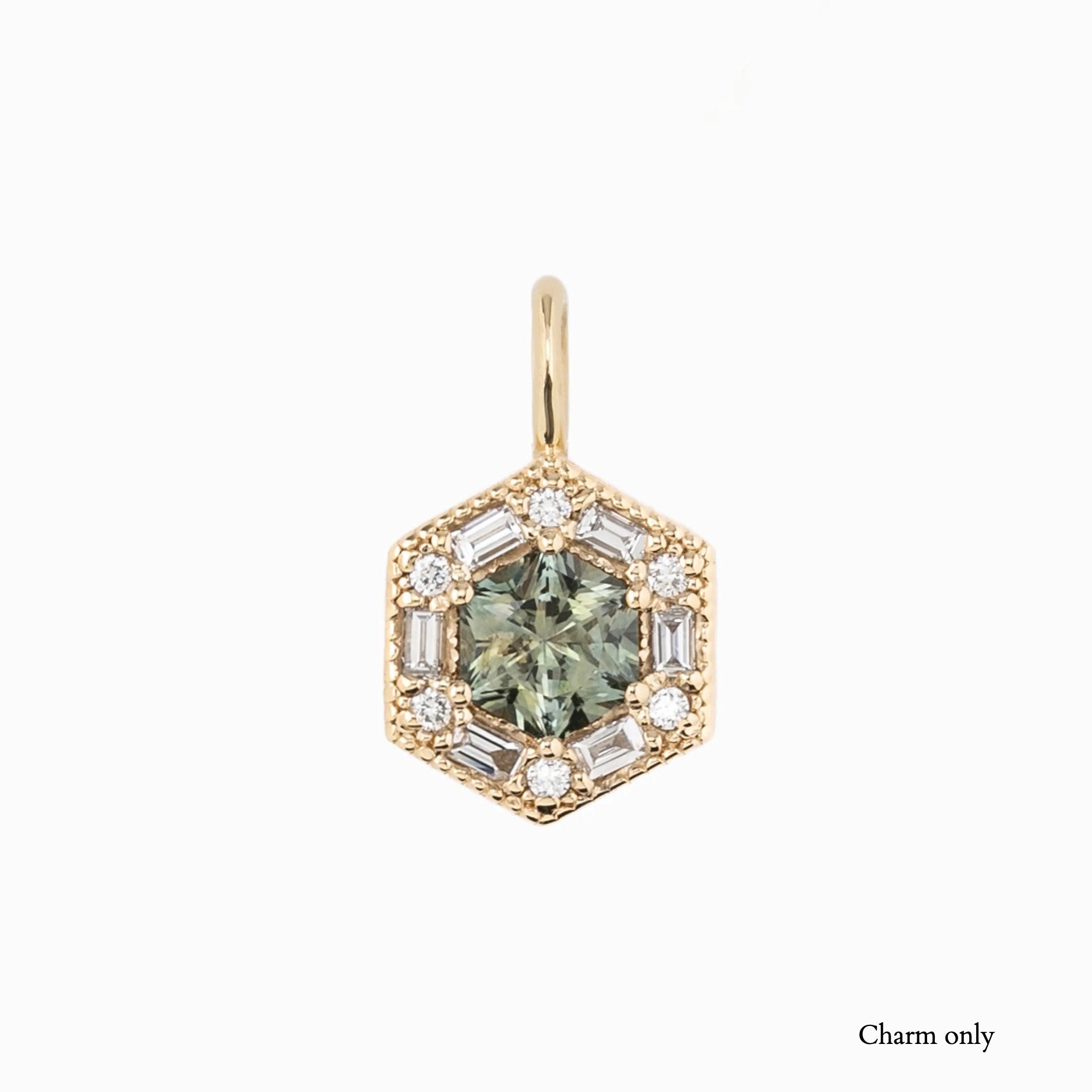 Lila Necklace, Light Green Montana Sapphire (Charm Option)