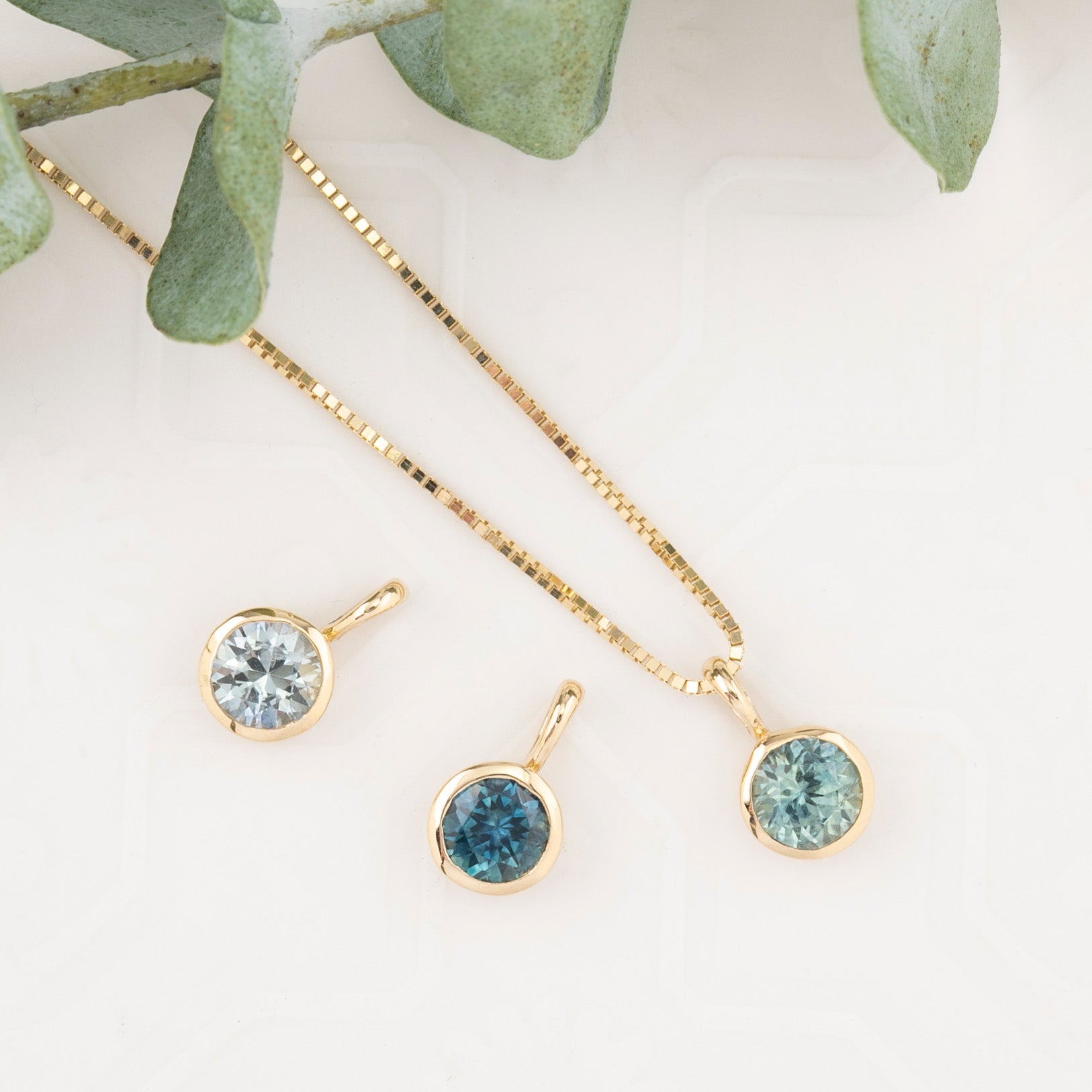 Patia Necklace, Montana Sapphire (Charm Option)