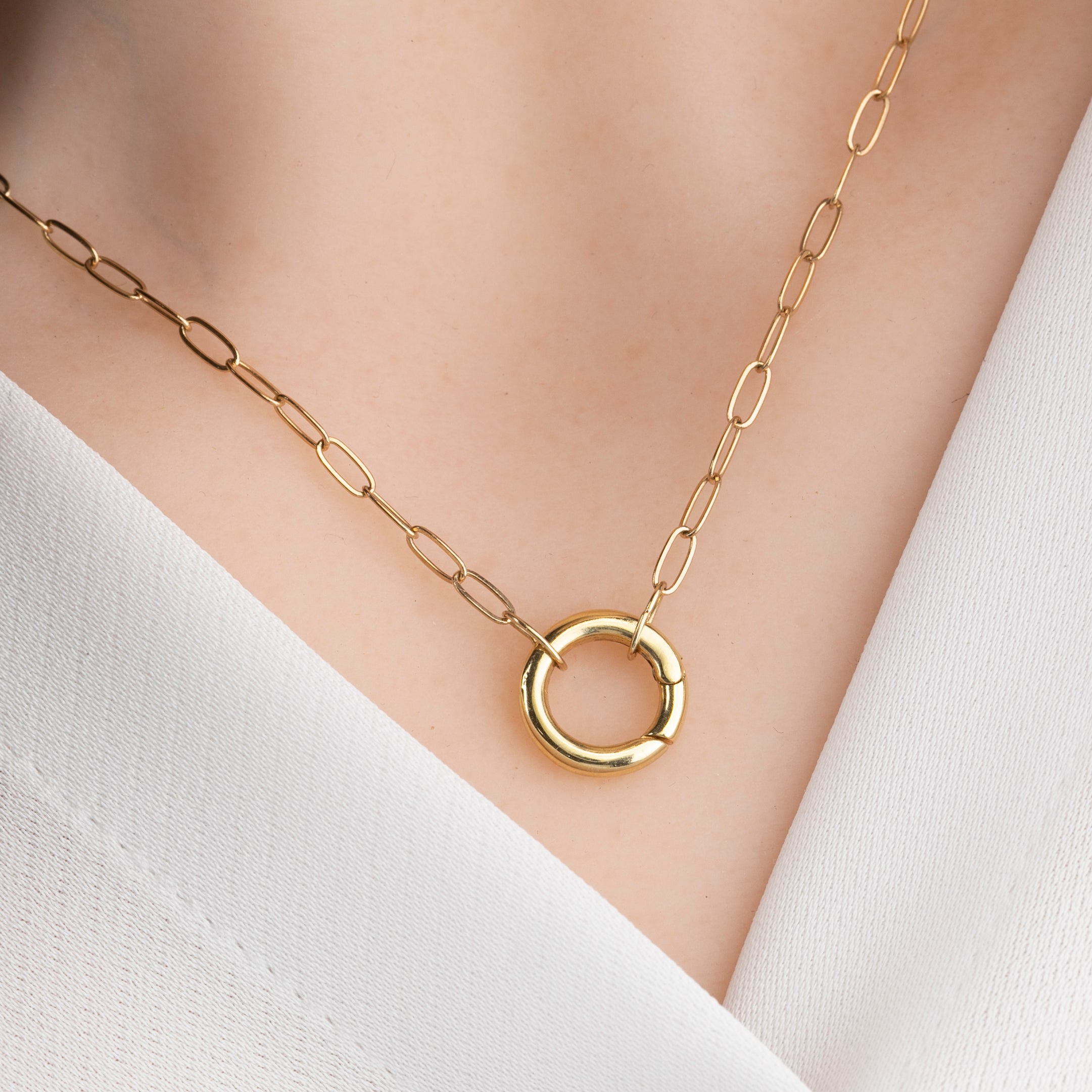 Charm Holder Necklace with Hinged Circle Bail