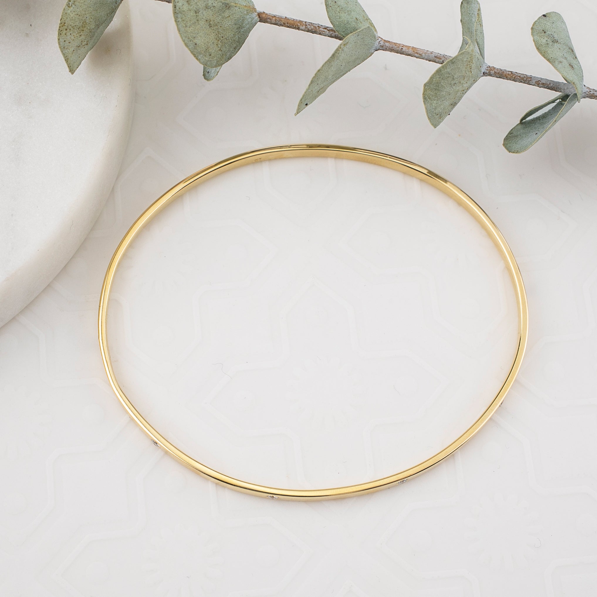 3mm Gold Diamond Bangle Bracelet