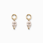 14K Gold Hoop Earring Charms, Marquise-Cut Diamond, 14K Gold  | Pair