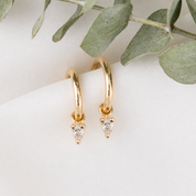 14K Gold Hoop Earring Charms, Pear-Cut Diamond, 14K Gold  | Pair