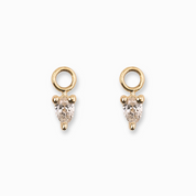 14K Gold Hoop Earring Charms, Pear-Cut Diamond, 14K Gold  | Pair