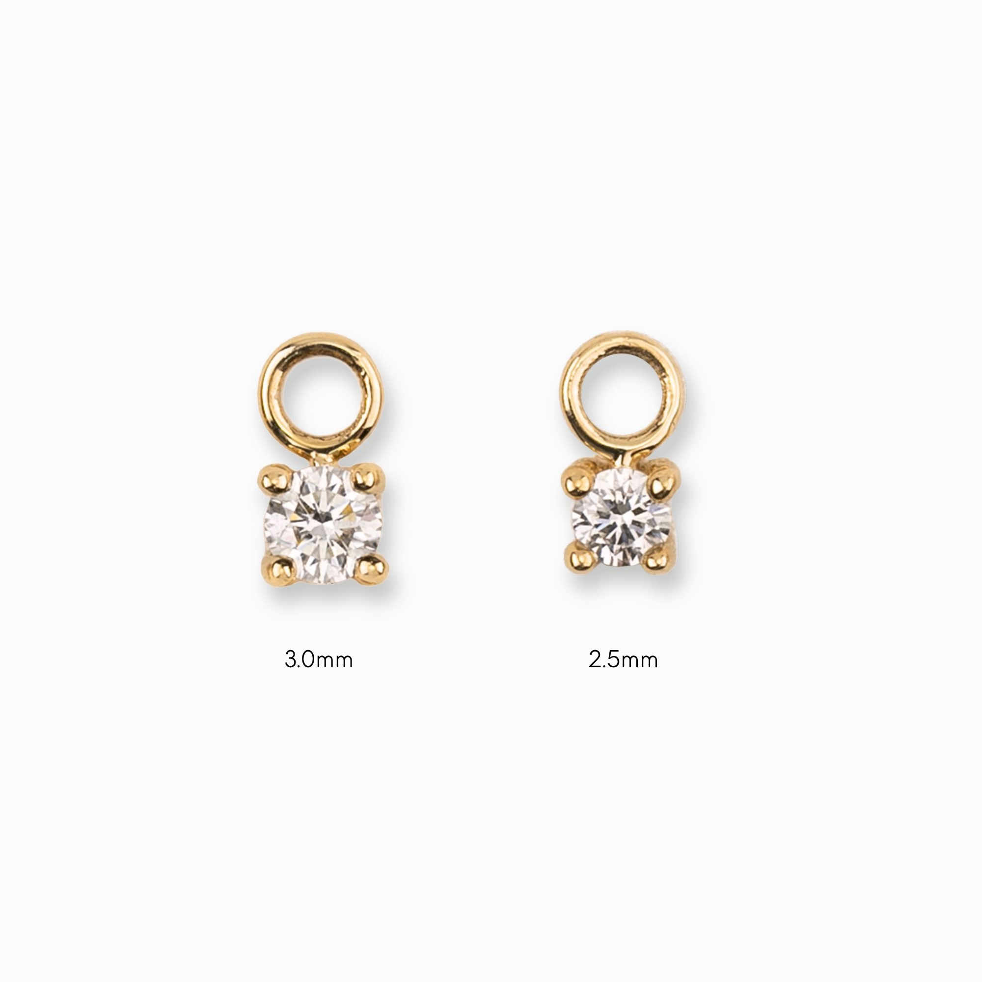 14K Gold Hoop Earring Charms, Diamond, 14K Gold | Pair