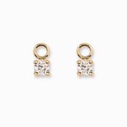 14K Gold Hoop Earring Charms, Diamond, 14K Gold | Pair